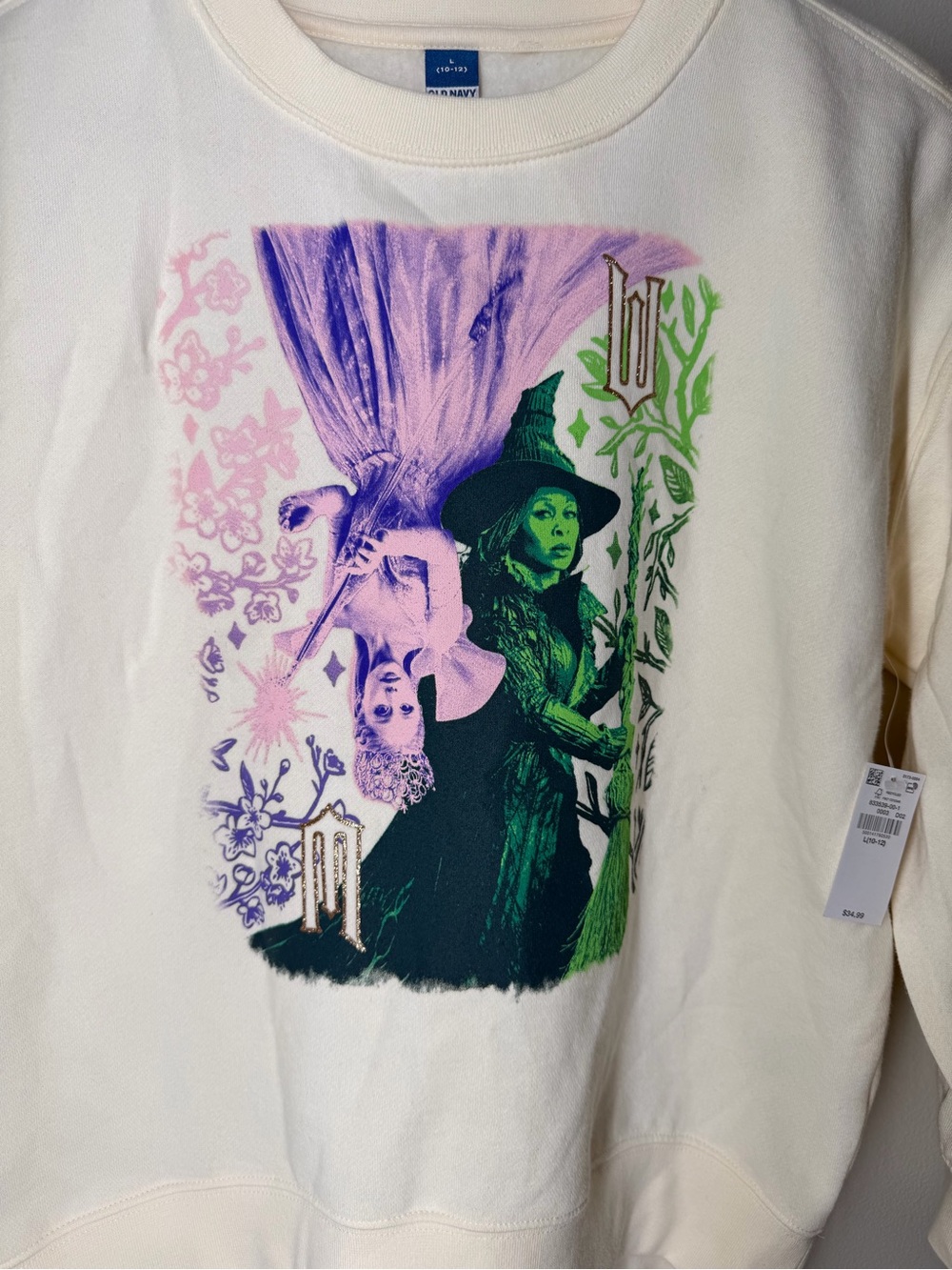 NEW Old Navy Girls Wicked Glinda Elphaba Graphic Sweatshirt Broadway Musical - Picture 2 of 6